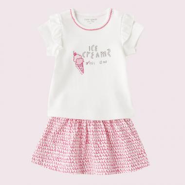 アイスクリーム イエス ノー ティー アンド ポップ スカラップ スカート セット