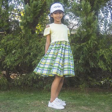 トドラー スプリングチェックドッキングワンピース