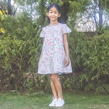 トドラー コールドショルダーマルチフラワーワンピース