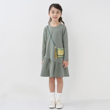 トドラー トロンプルイユプレイドクロスボディワンピース