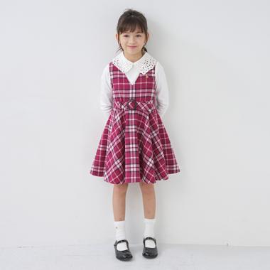 トドラー ミュージアムチェックジャンパースカート