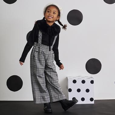 トドラー チェックサスペンダーつきパンツ