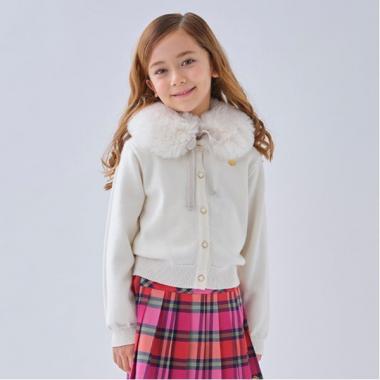 トドラー フェイクファーティペットカーディガン