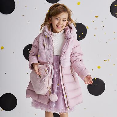 トドラー フェイクファー切り替えダウンコート