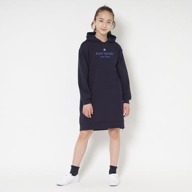 ジュニア サイドジップロゴパーカワンピース