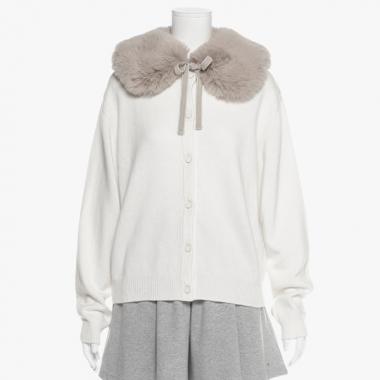 ジュニア フェイクファーカラーカーディガン