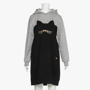 ガールズ キャットパーカワンピース