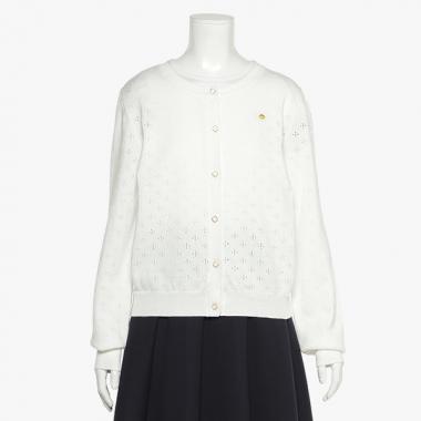 ガールズ アイレットカーディガン