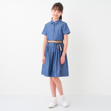 ガールズ ロゴベルトシャツワンピース