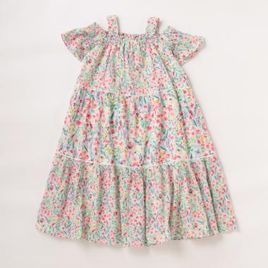 ガールズ コールドショルダーマルチフラワーワンピース