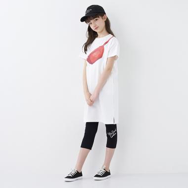 ガールズ トロンプルイユベルトバッグワンピース