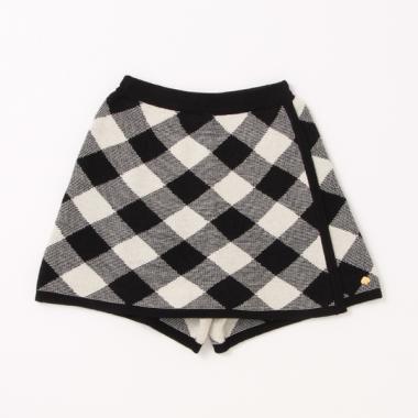 ガールズ ギンガムチェックラップキュロットスカート