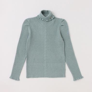 ガールズ ラッフルタートルネックセーター