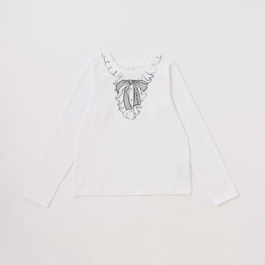 ガールズ ボウプリント長袖Tシャツ