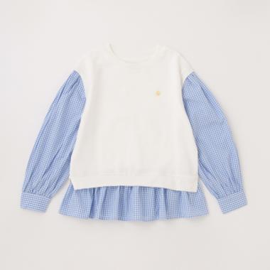 ガールズ ギンガムチェックレイヤードトップス