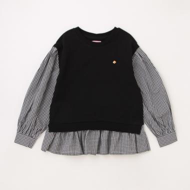 ガールズ ギンガムチェックレイヤードトップス