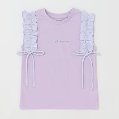 ガールズ ギンガムラッフルスリーブTシャツ