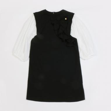 ガールズ 袖切り替えボウワンピース