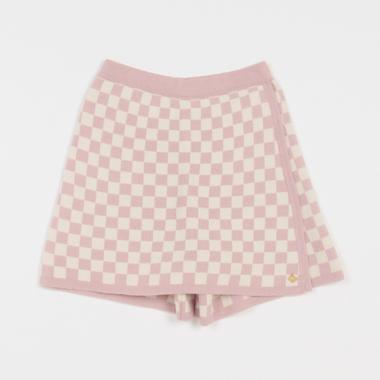 ガールズ ブロックチェックラップキュロットスカート
