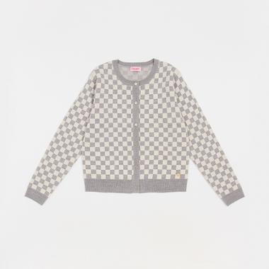 ガールズ ブロックチェックカーディガン