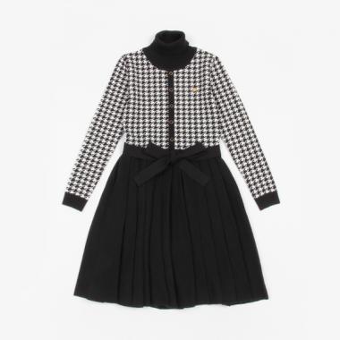 ガールズ 千鳥柄ニットワンピース