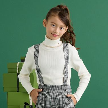 ガールズ ラメピコタートルネックセーター
