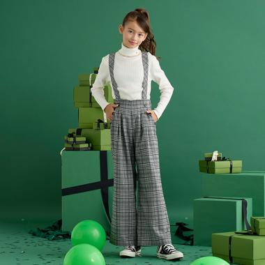 ガールズ チェックサスペンダーつきパンツ