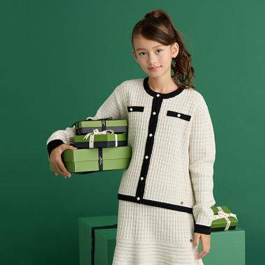 ガールズ バイカラーカーディガン