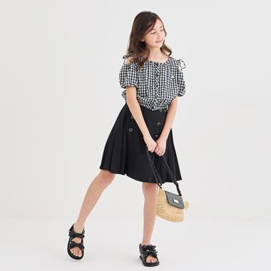 ガールズ ダブルボタンプリーツスカート