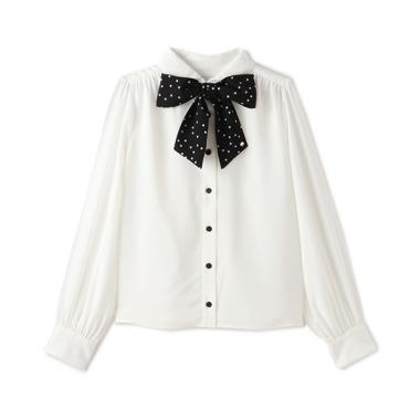 ガールズ ドットボウブラウス