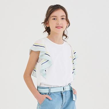 ガールズ ラッフルスリーブTシャツ