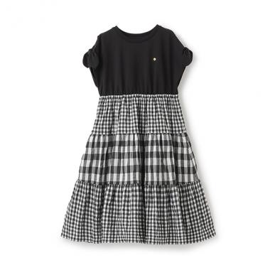 ガールズ ギンガムドッキングワンピース