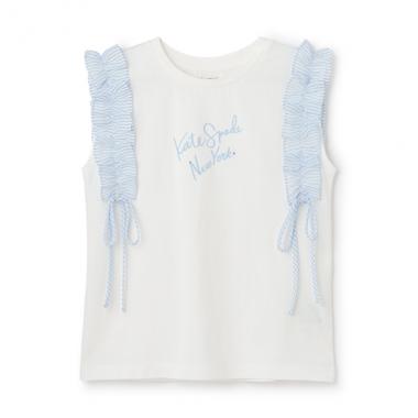 ガールズ ストライプラッフルスリーブTシャツ