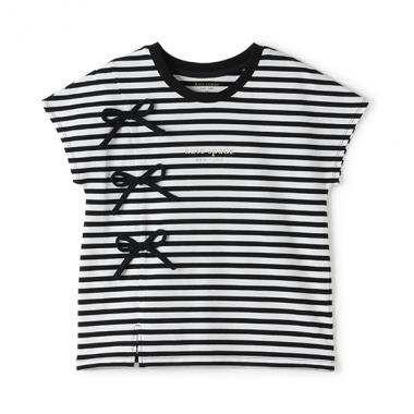 ガールズ ストライプボウTシャツ