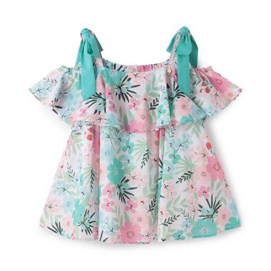 ガールズ サマーフローラルフレアブラウス