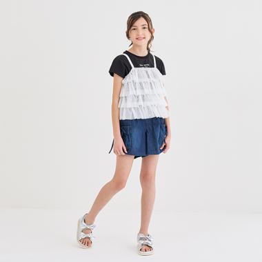 ガールズ サイドポケットデニムショートパンツ