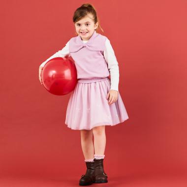 ボウ刺しゅうチュールスカート