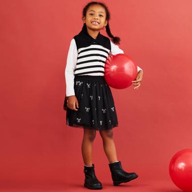 ボウ刺しゅうチュールスカート