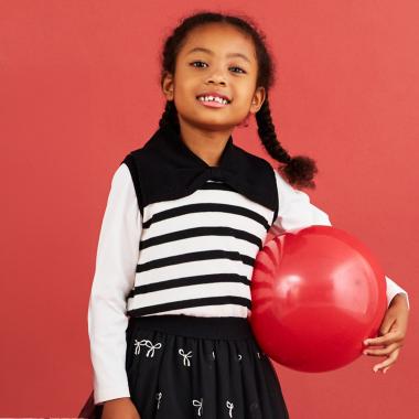 ボウカラーニットベスト&カットソーセット