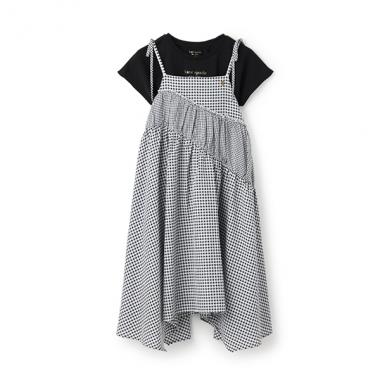 ガールズ ギンガムキャミワンピース&Tシャツセット