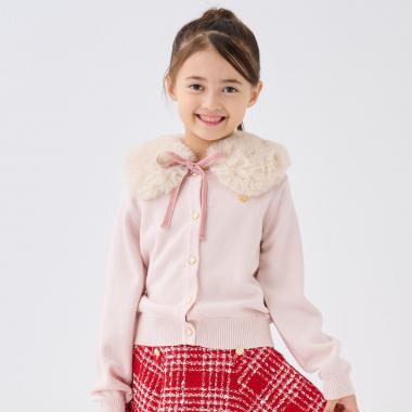 フェイクファーティペットつきカーディガン