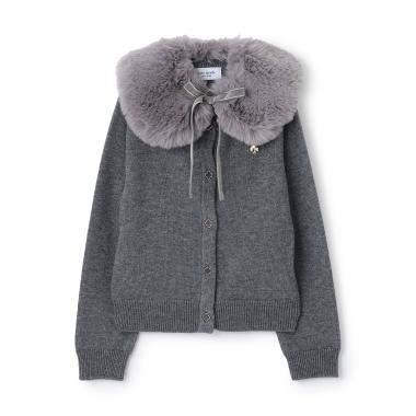 フェイクファーティペットつきカーディガン