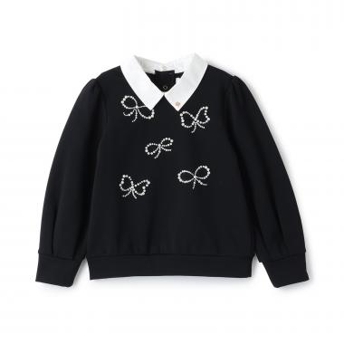 パールボウ衿つきトレーナー