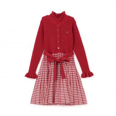 千鳥柄ニットワンピース