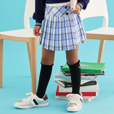 チェックプリーツラップキュロットスカート