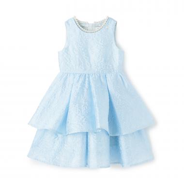 パールつきジャカードフリルドレス