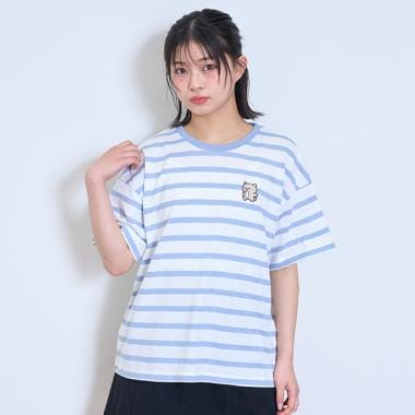 【7days】【綿100％】ワンポイントボーダーTシャツ