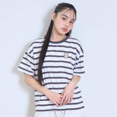 【7days】【綿100％】ワンポイントボーダーTシャツ