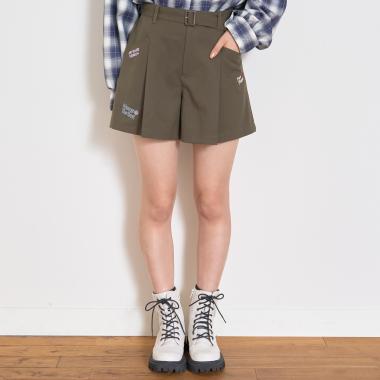 【7days】ベルトつきキュロットパンツ