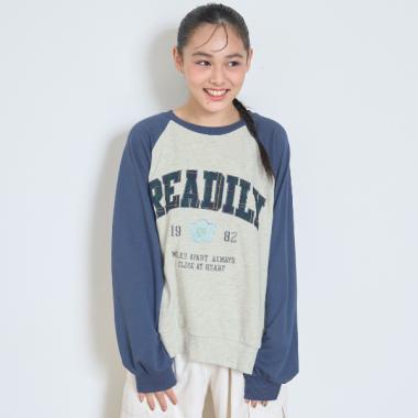 【7days】ラグランチェックロゴトレーナー